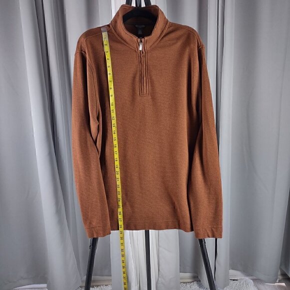 Van Heusen Mens Dark Orange Flex Long Sleeve 1/4 Zip Soft Sweater Size Large - Picture 5 of 13